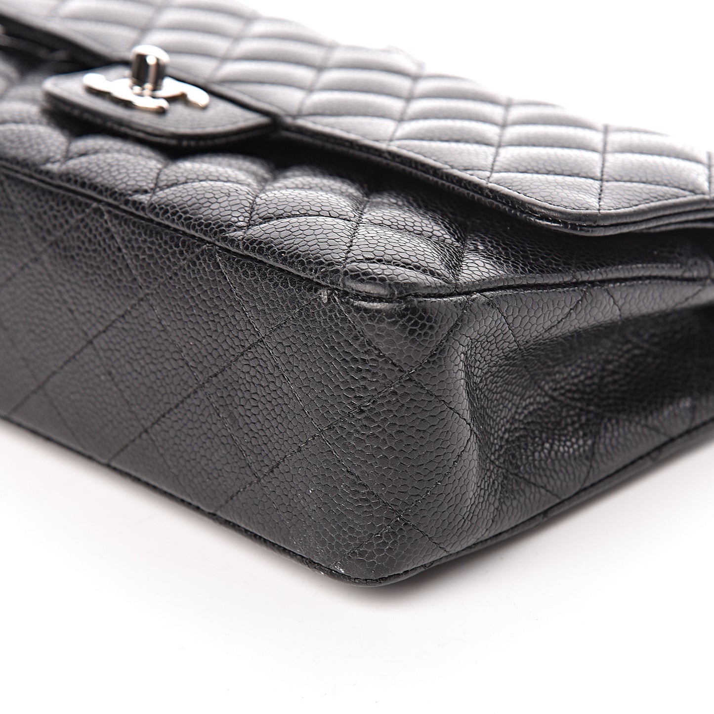 Caviar Quilted Medium Double Flap Black