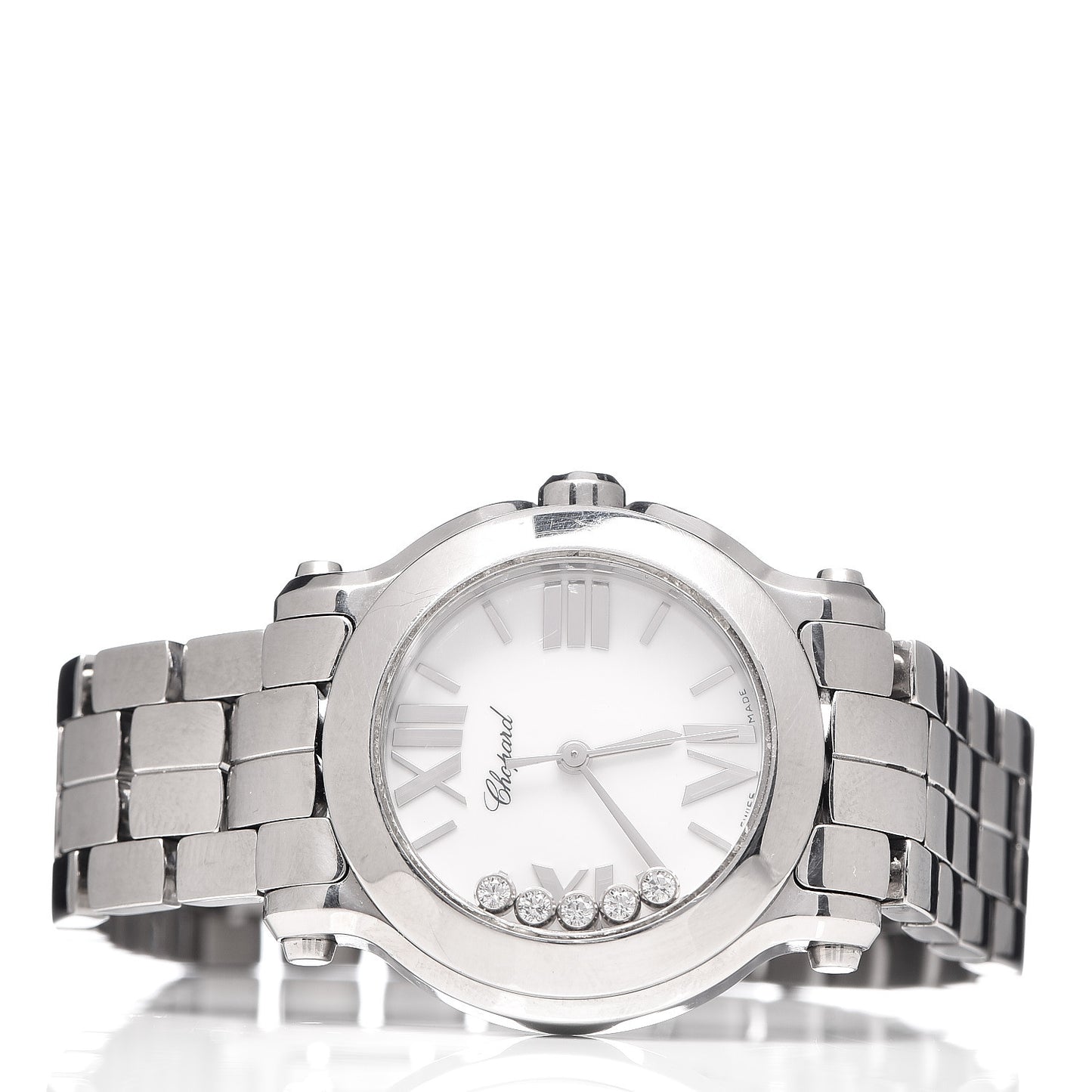 Stainless Steel 5 Diamond 30mm Happy Sport Quartz Watch