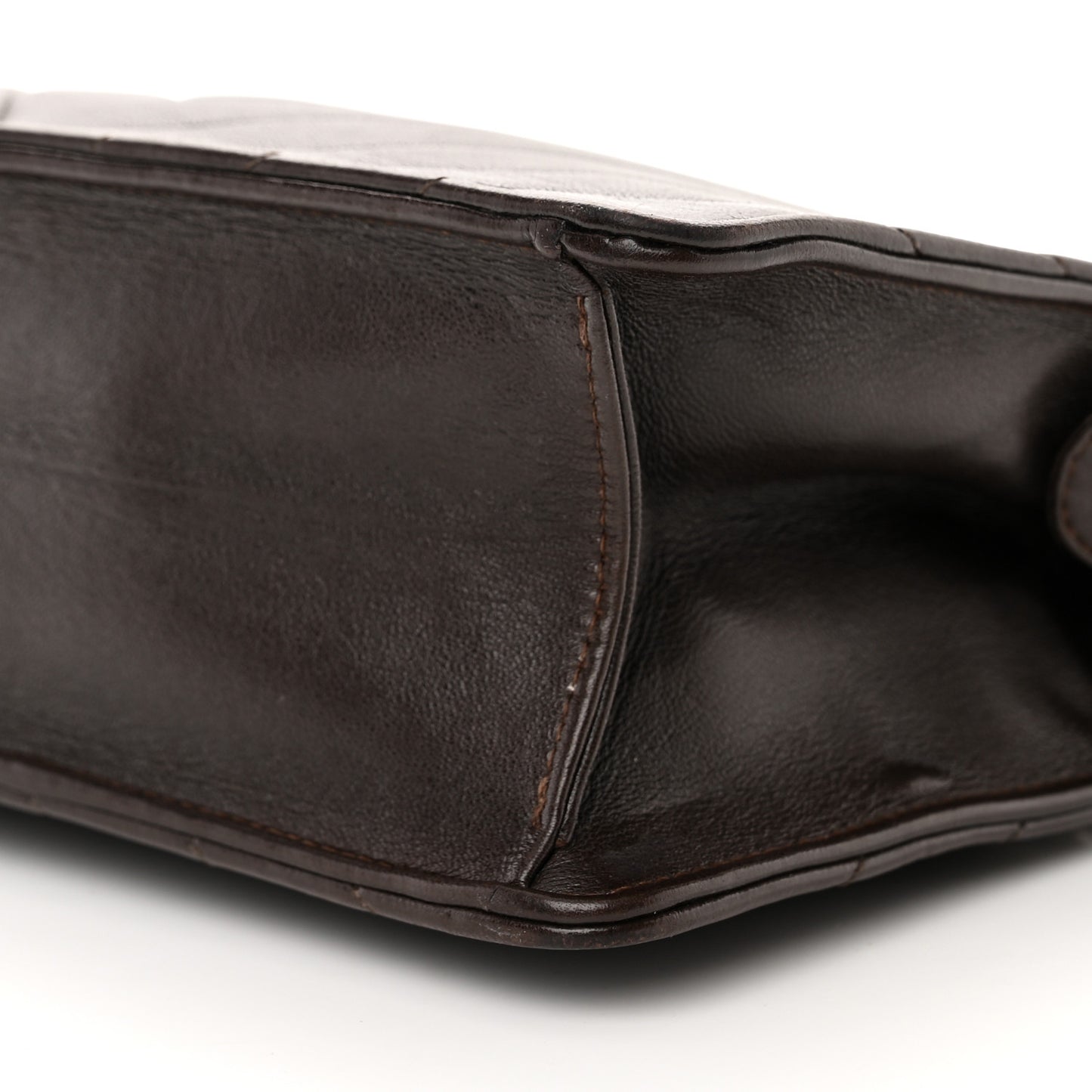 Lambskin Chevron Small Shoulder Bag Dark Brown