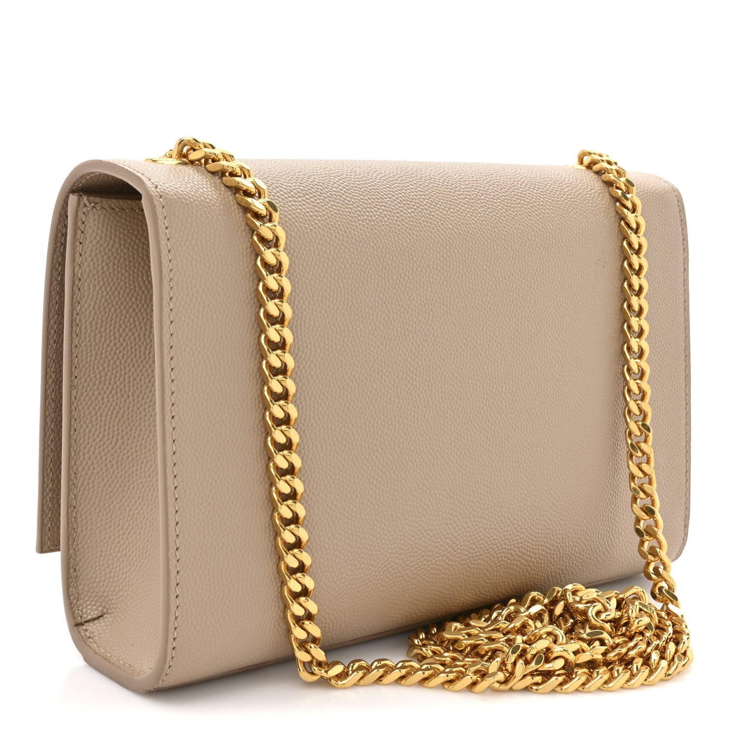 Saint Laurent Grain De Poudre Small Monogram Kate Satchel Dark Beige 2 of 13