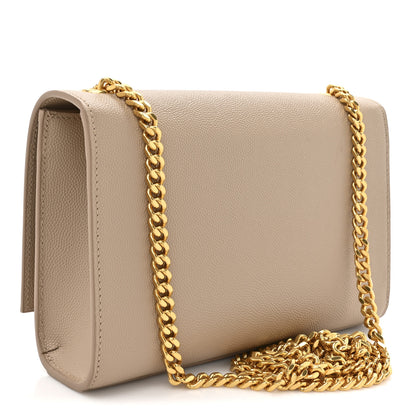 Saint Laurent Grain De Poudre Small Monogram Kate Satchel Dark Beige 2 of 13