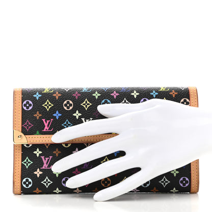 Louis Vuitton Monogram Multicolor Porte Tresor International Wallet Black 2 of 8