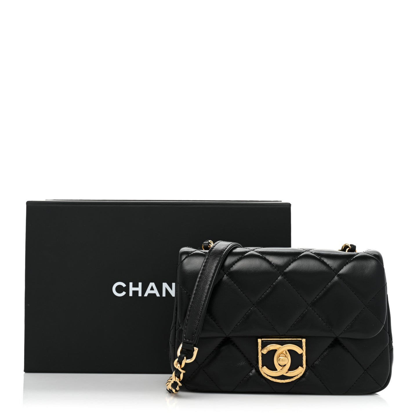 Lambskin Quilted Mini Flap Black