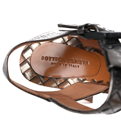 Bottega Veneta Metallic Nappa Intrecciato Block Heel Sandals 35 Cabat 10 of 12