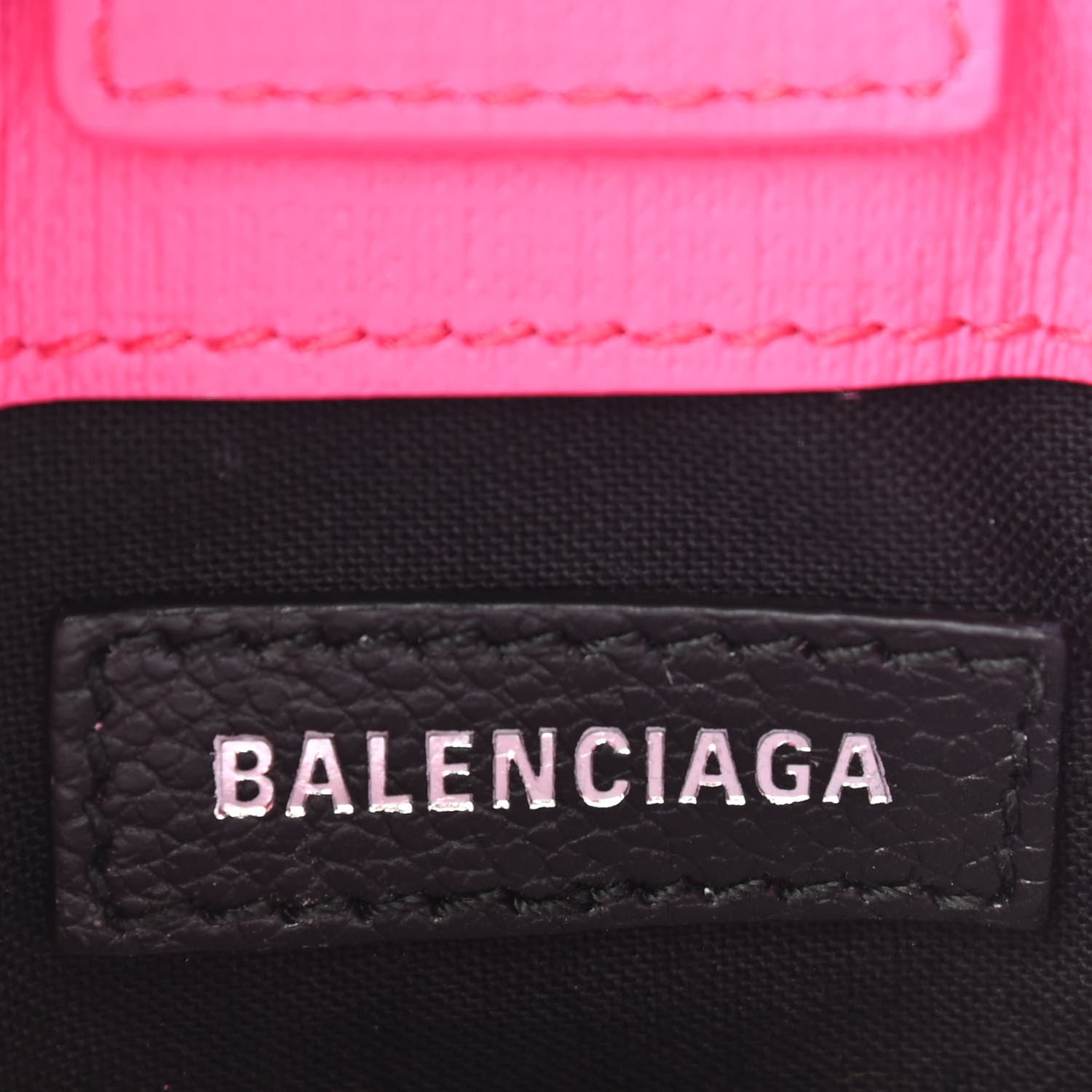 Balenciaga Squared Calfskin Logo Shopping Phone Holder Bag Acid Fuchsia 6 of 9