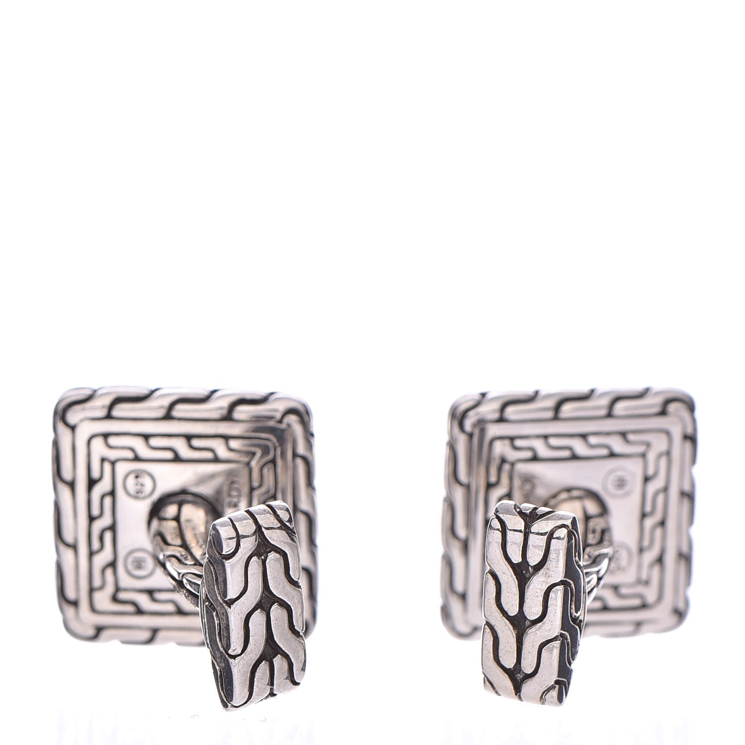 John Hardy Sterling Silver Classic Chain Cufflinks Green 2 of 5