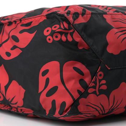 Prada Tessuto Nylon Saffiano Hibiscus Print Tote Black Rosso 9 of 13