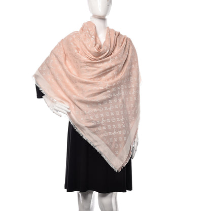 Louis Vuitton Silk Wool Monogram Denim Shawl Rose 2 of 4