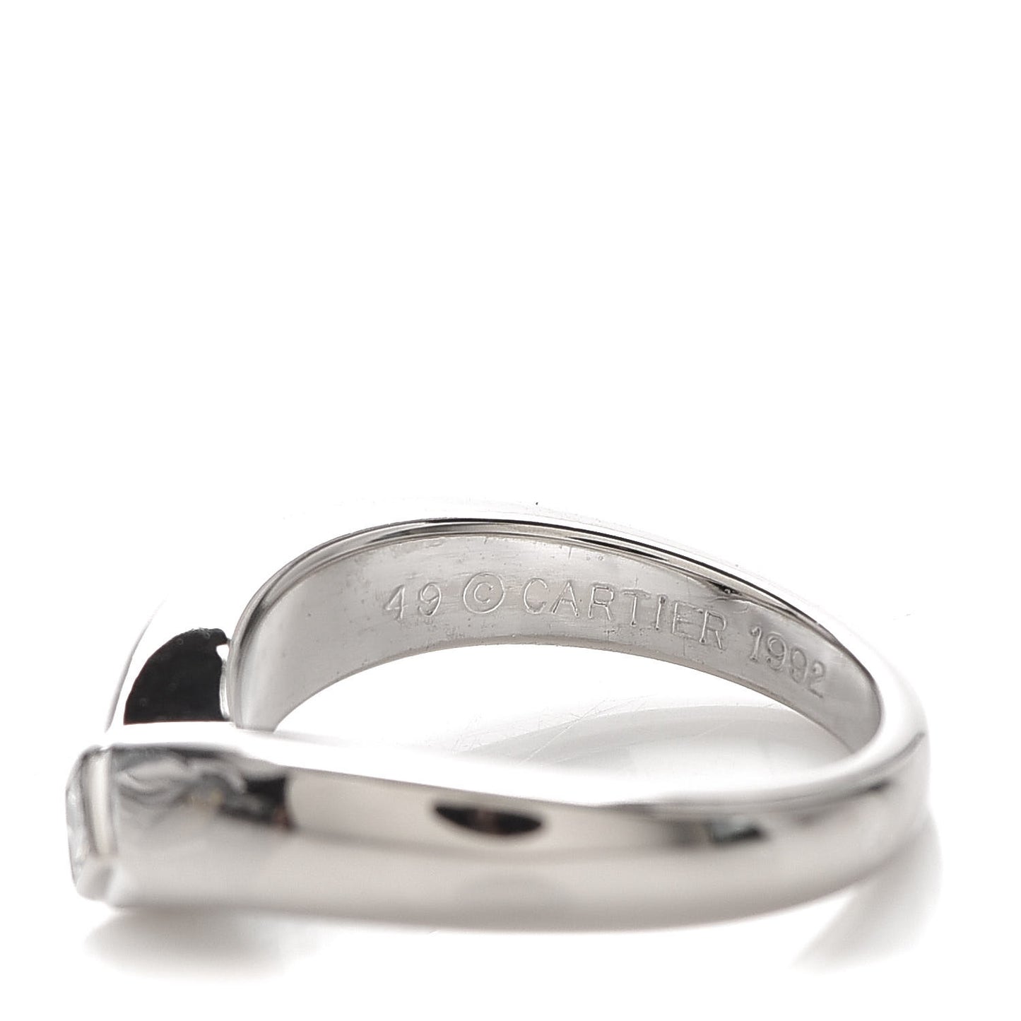 18K White Gold Diamond Solitaire V Band Ring 49 4.75