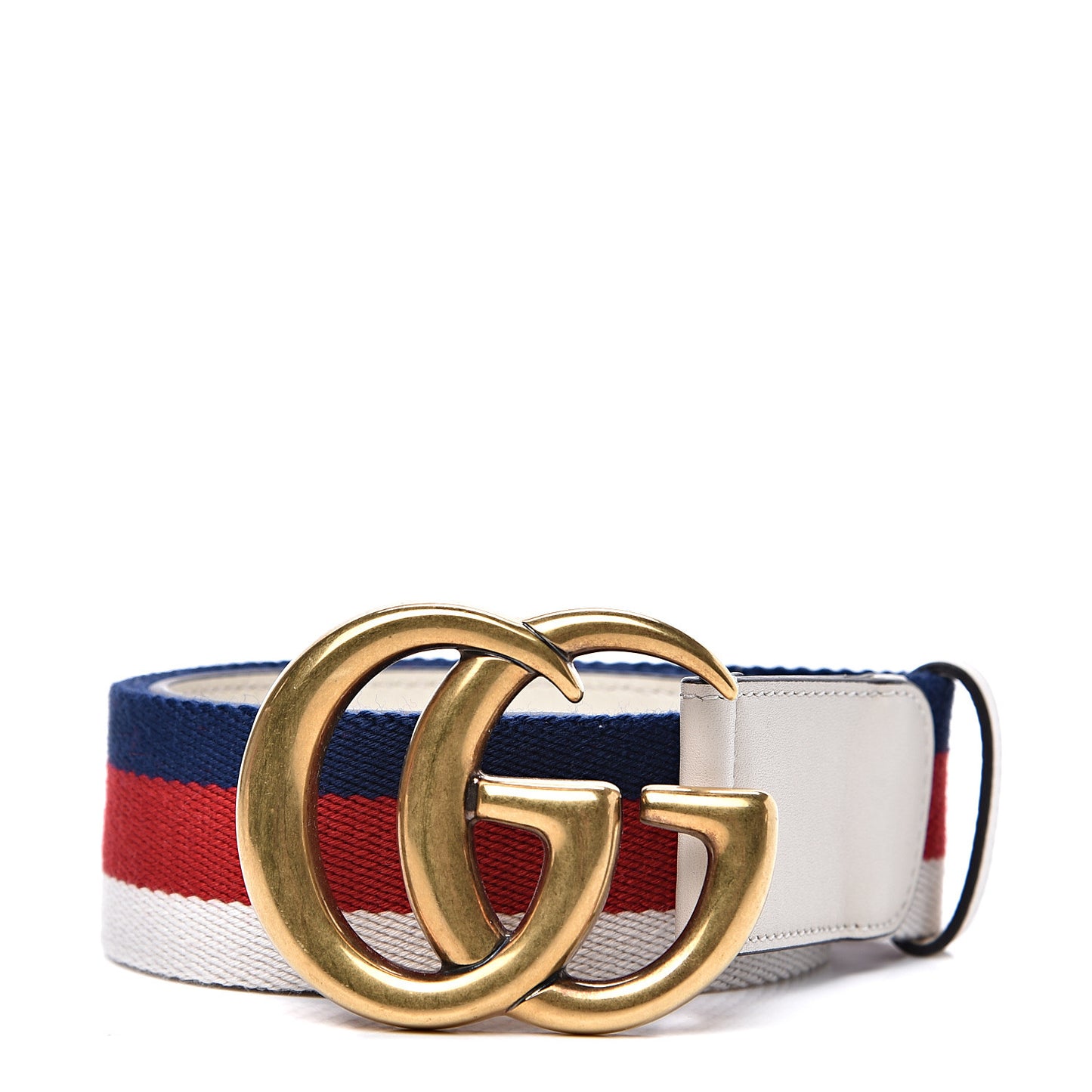 Nylon Calfskin Sylvie Web Double G 40mm Belt 85 34 Mystic White Hibiscus Red Maritime