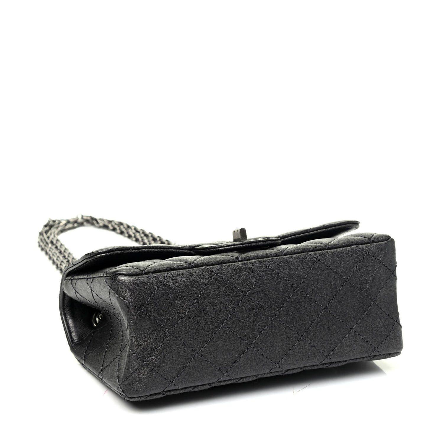Metallic Sheepskin Quilted 2.55 Reissue Mini Flap Dark Silver