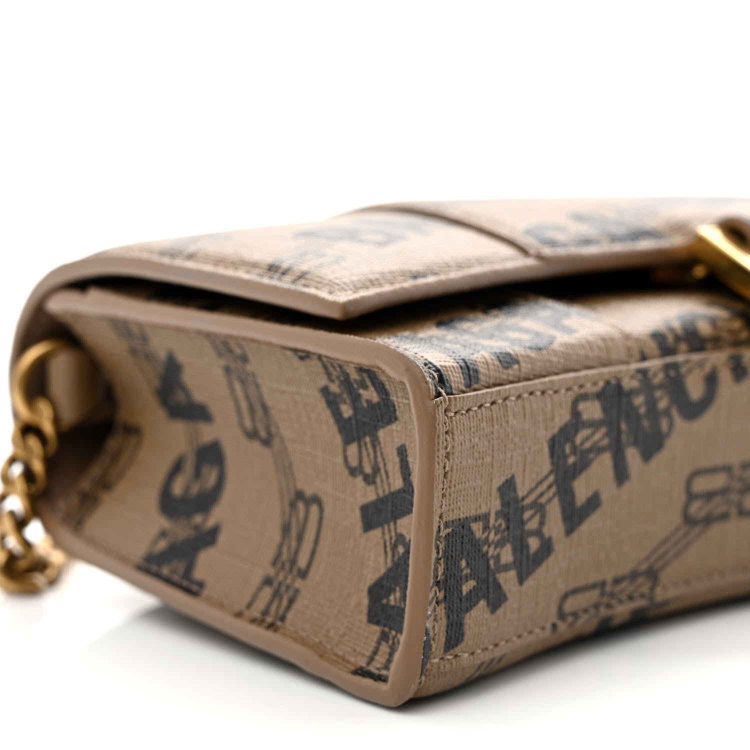 Balenciaga Coated Canvas BB Monogram Allover Logo Hourglass Chain Bag Beige Brown Black 8 of 9