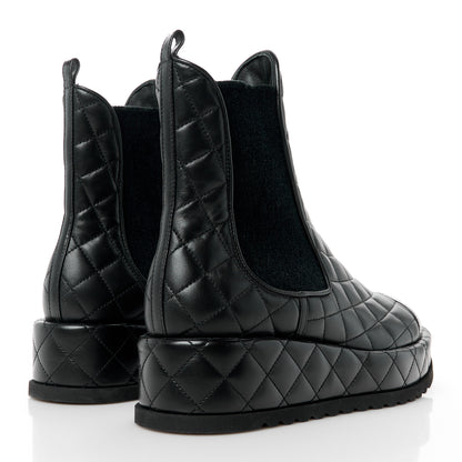 Chanel Lambskin Patent CC Cap Toe Quilted Short Platform Boots 37.5 Black 4 of 8