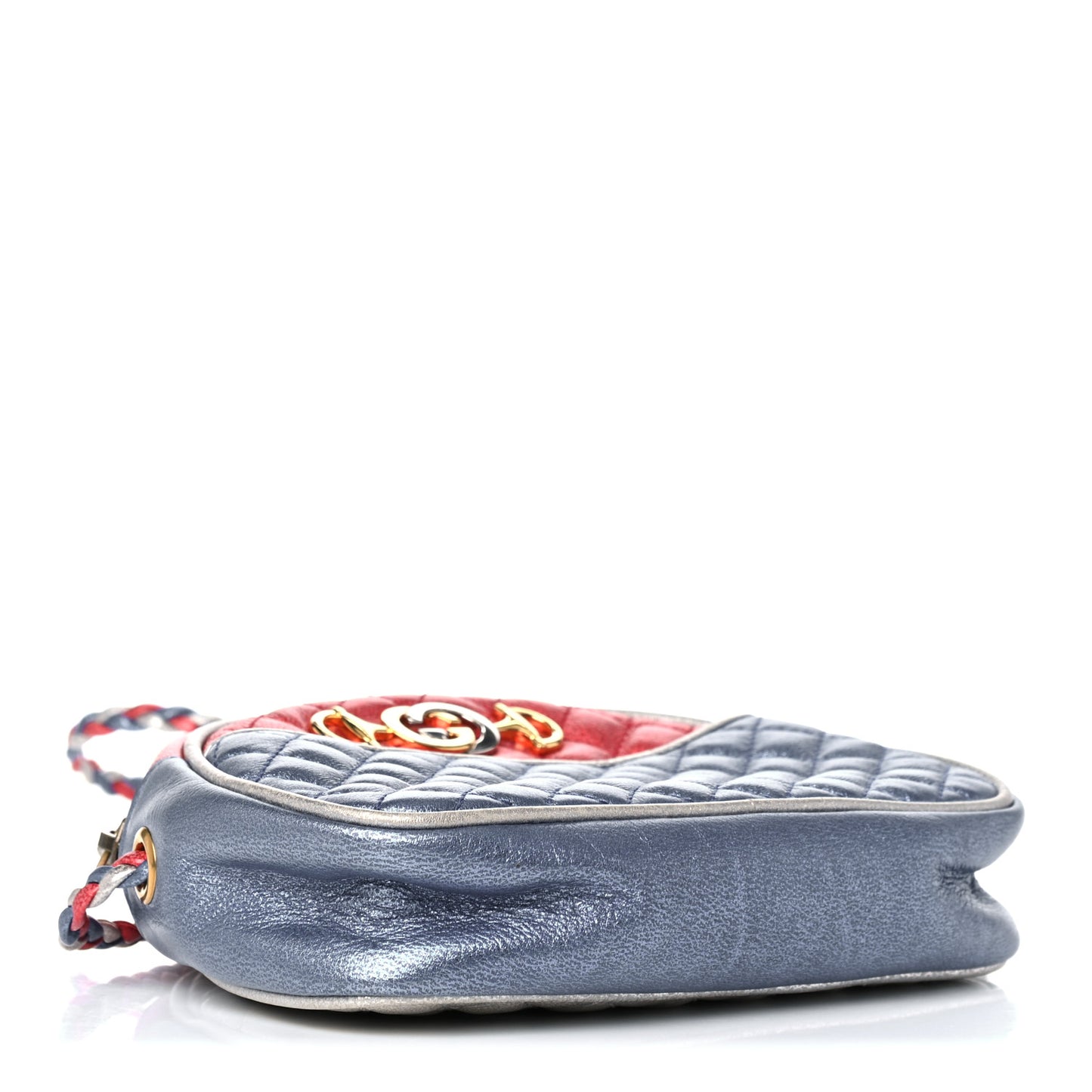 Laminated Nappa Trapuntata Mini Zumi Dome Shoulder Bag Rosso Marine Argento