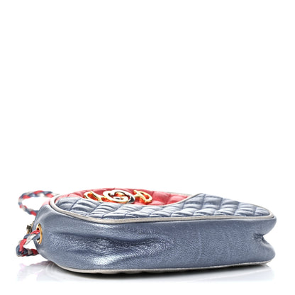 Gucci Laminated Nappa Trapuntata Mini Zumi Dome Shoulder Bag Rosso Marine Argento 4 of 13