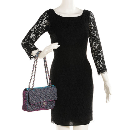 Chanel Iridescent Glitter Fabric Jumbo Single Flap Multicolor 2 of 8
