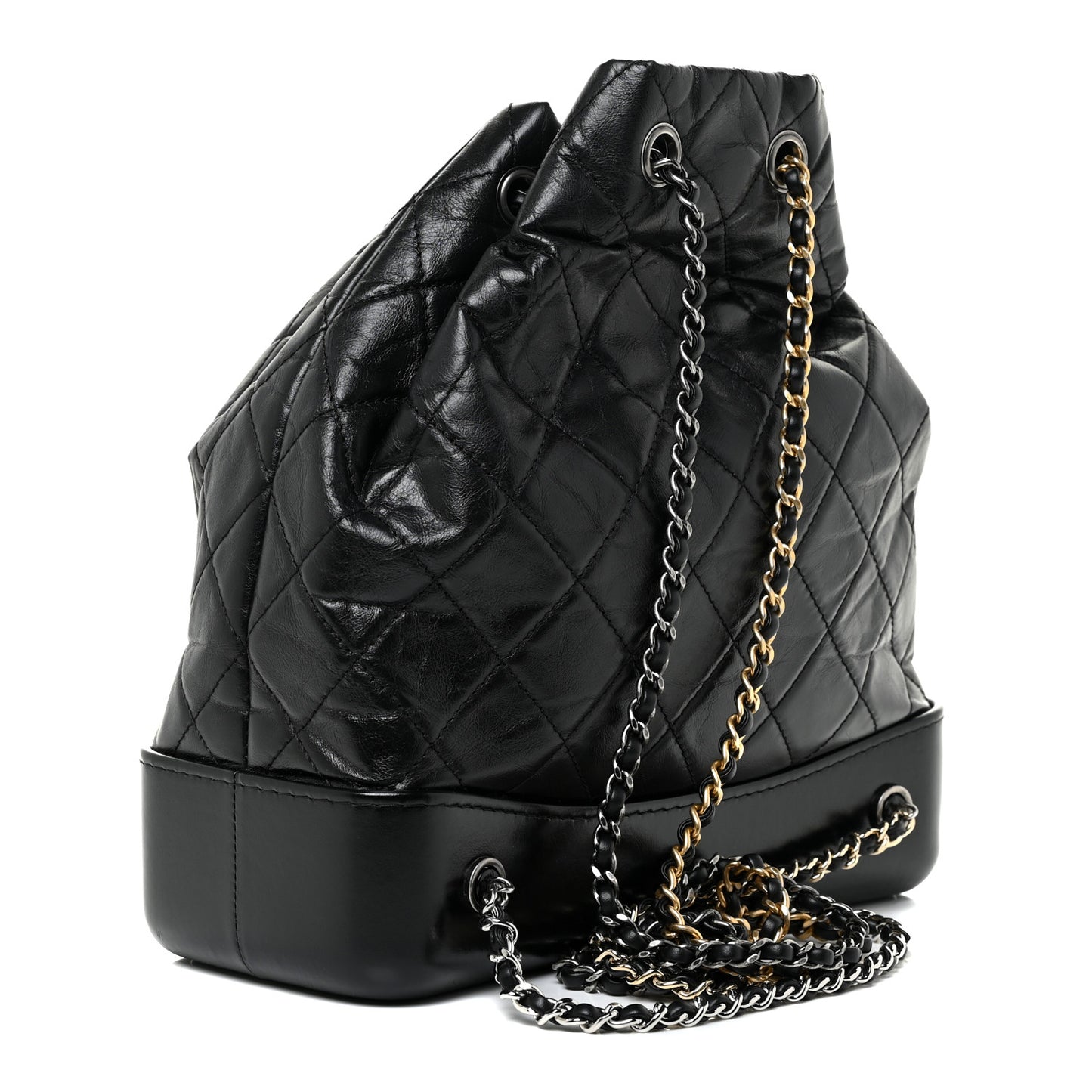 Aged Calfskin Quilted Gabrielle Backpack Black