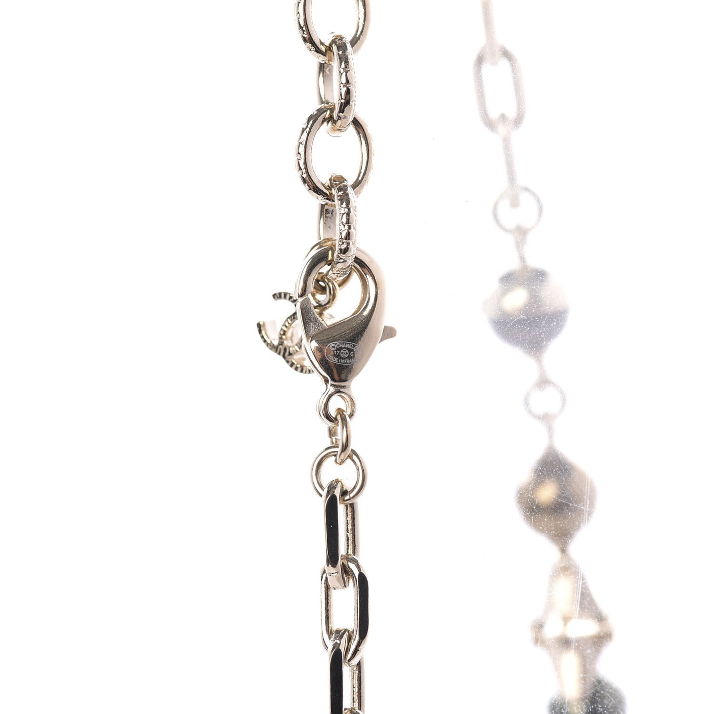 Beaded Star CC Long Necklace Green Gold