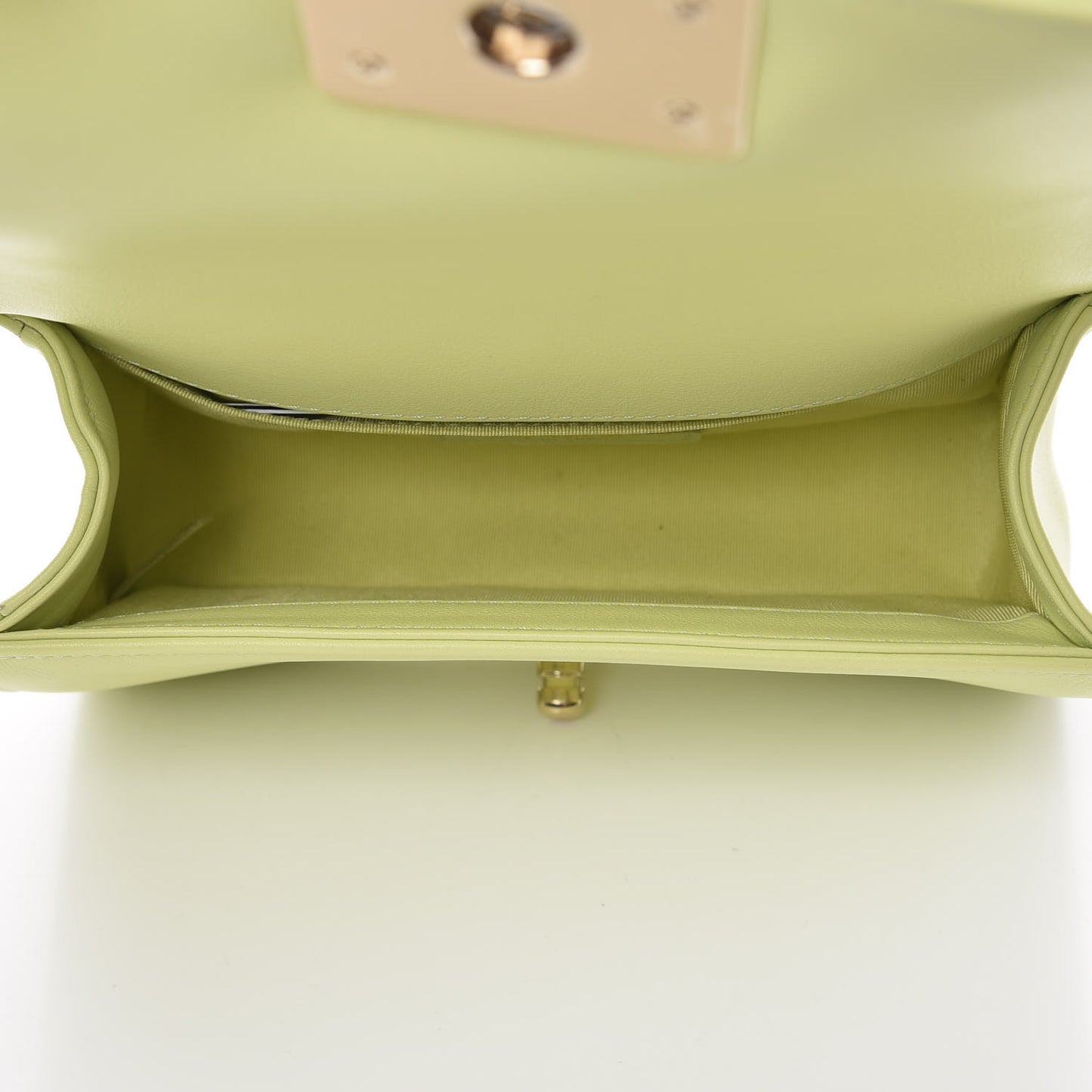 Calfskin Chevron Quilted Small Boy Flap Light Green