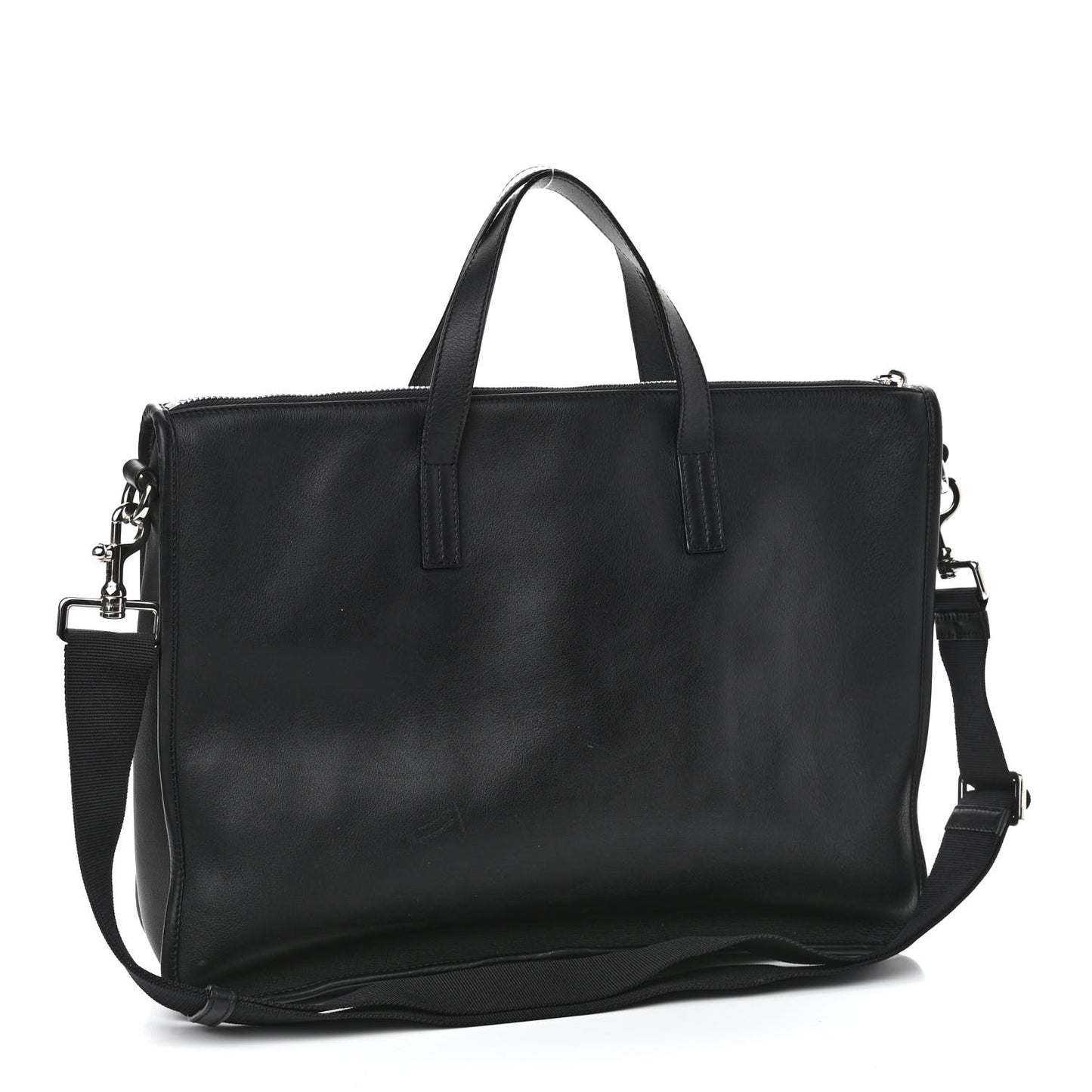 Calfskin Wide Briefcase Black