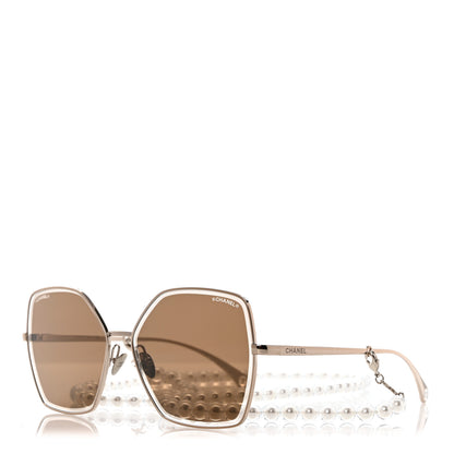 Chanel Butterfly Removable Pearl Chain Sunglasses 4262 Brown 1 of 8