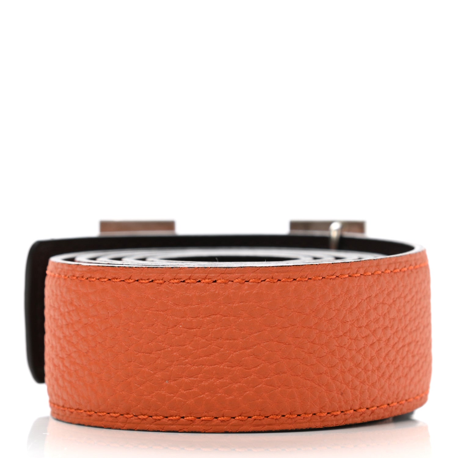 Hermes Togo Box 32mm H Belt 85 Orange Chocolate 2 of 6