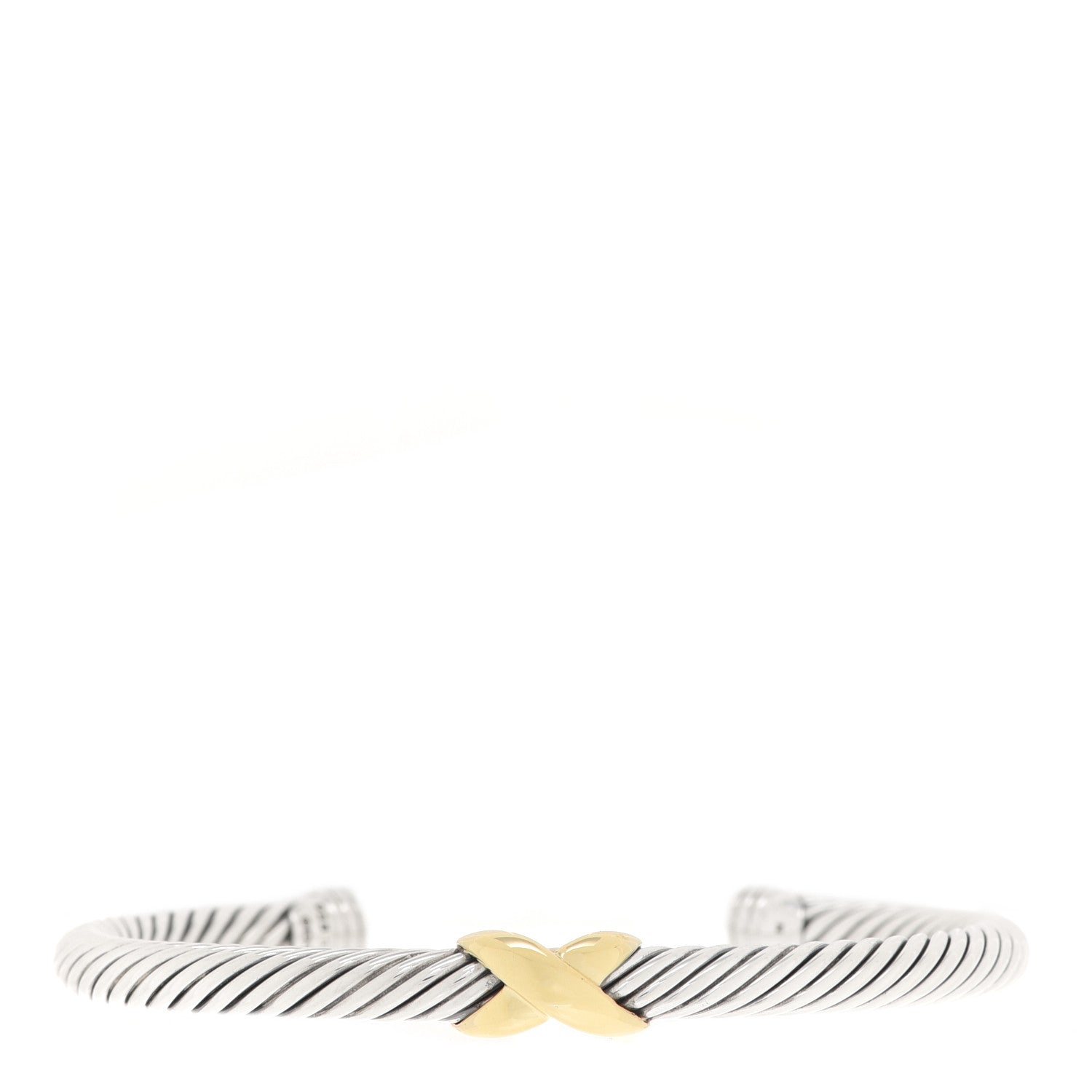 David Yurman Sterling Silver 18K Yellow Gold 4mm X Station Cable Bracelet 1 of 4