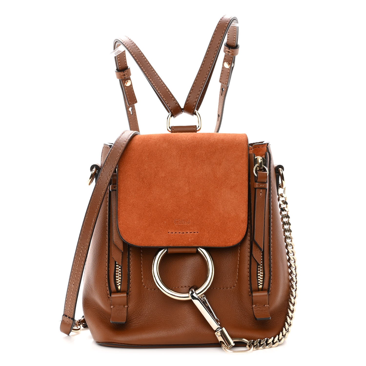 Chloe Suede Calfskin Mini Faye Backpack Tan 1 of 8