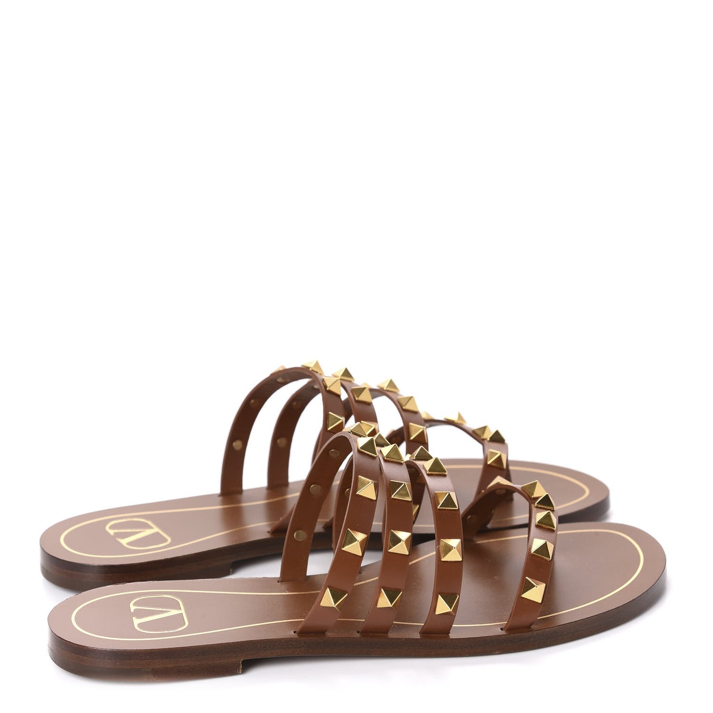 Calfskin Rockstud Flair Flat Thong Sandals 36 Selleria