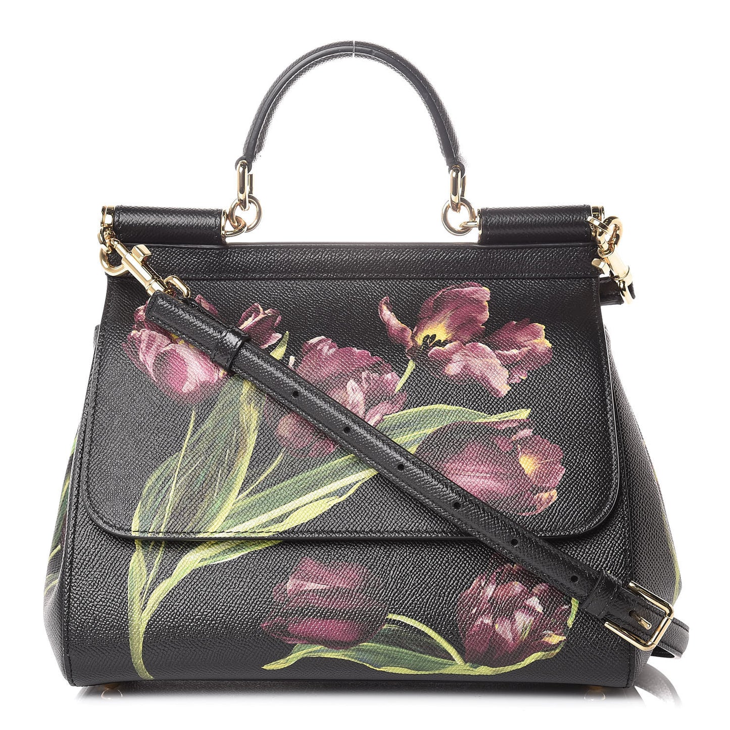 Dauphine Tulip Print Medium Miss Sicily Satchel Black