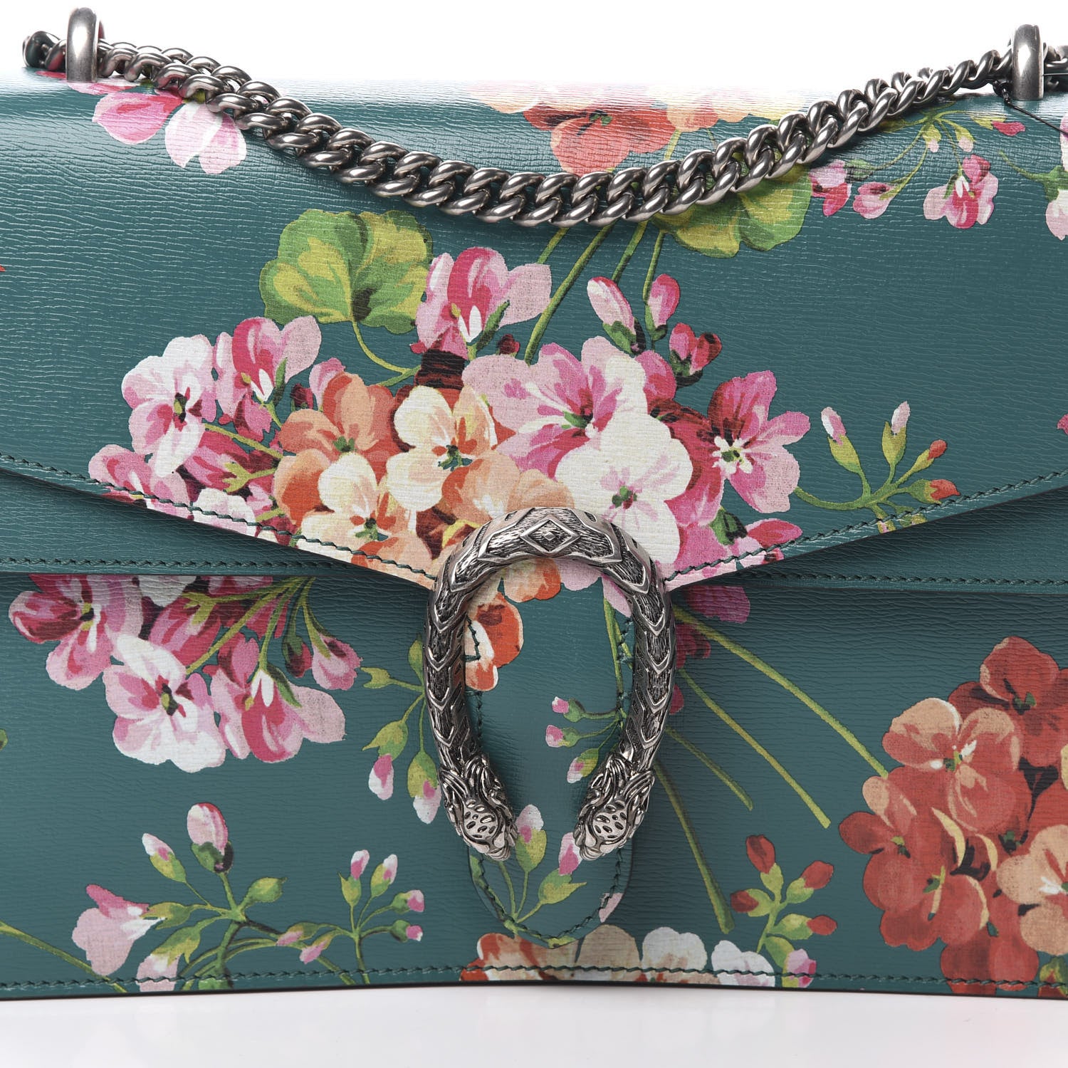 Gucci Calfskin Blooms Print Medium Dionysus Shoulder Bag Bright Emerald Multicolor 8 of 11