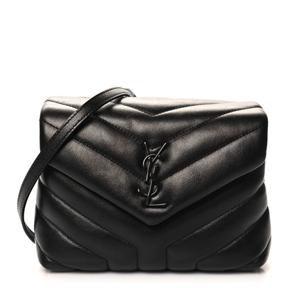 Saint Laurent Calfskin Y Quilted Monogram Monochrome Toy Loulou Crossbody Bag Black 1 of 11