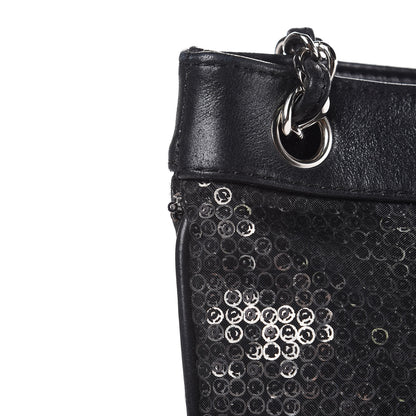 Chanel Calfskin Mesh Hidden Sequin CC Tote Black 13 of 14