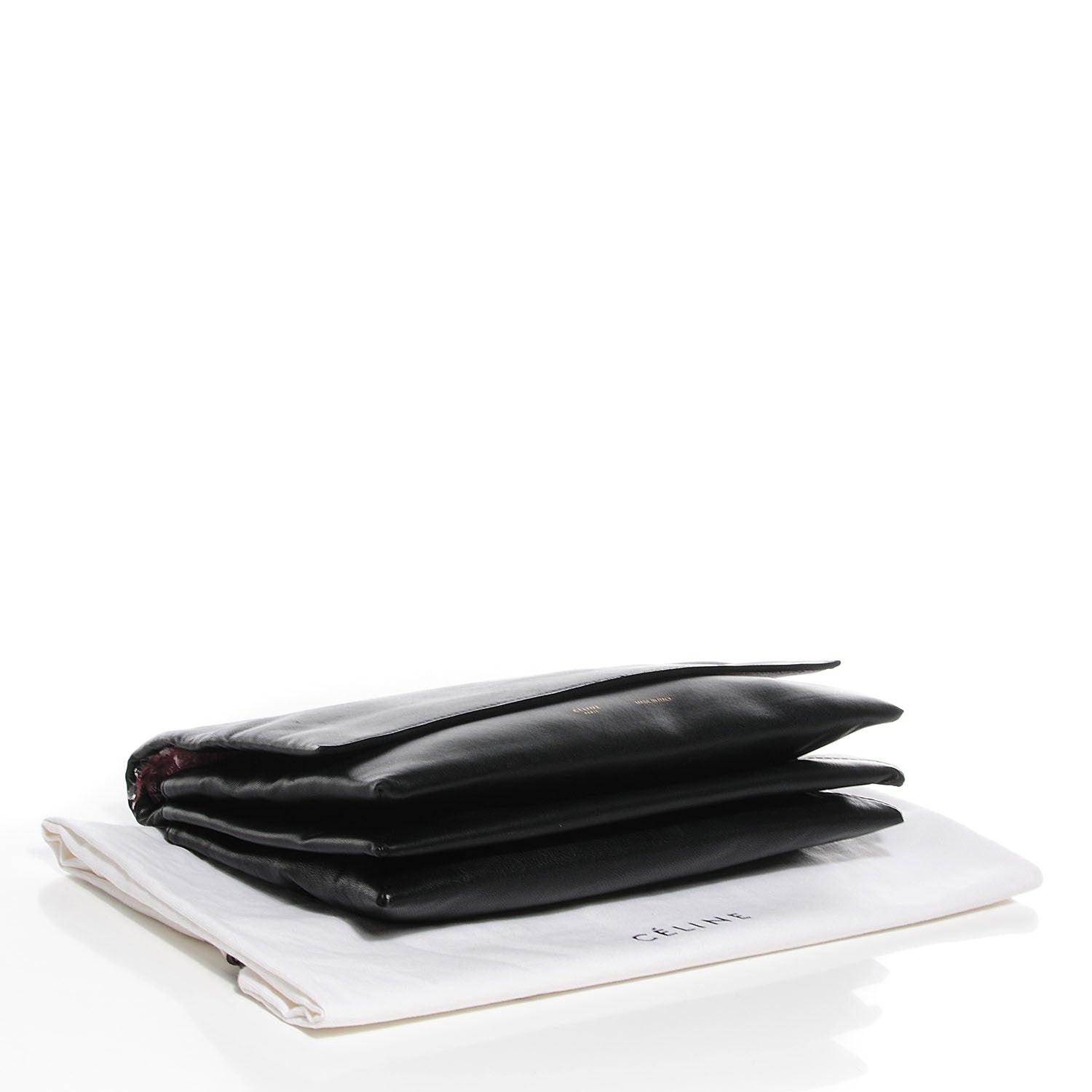 Celine Lambskin Roll Clutch Black 4 of 8