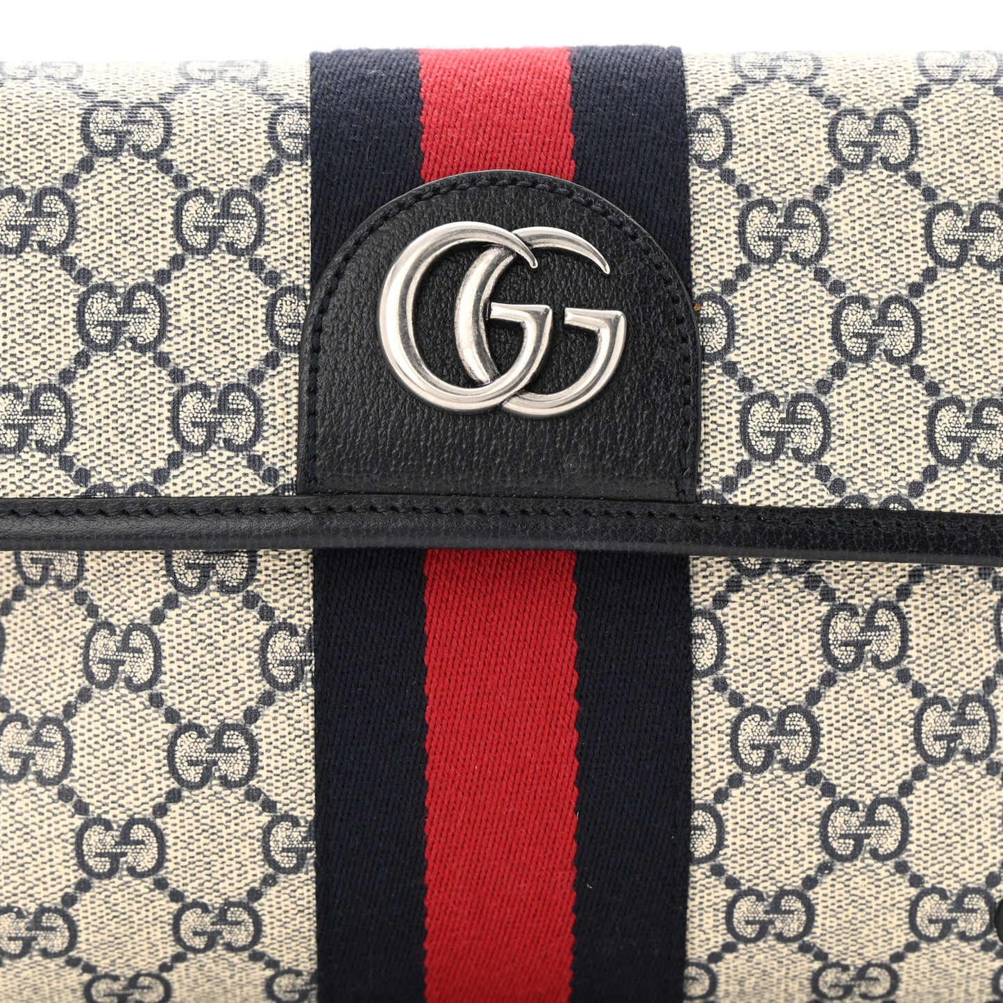 GG Supreme Monogram Web Small Ophidia Belt Bag 90 36 Beige Navy