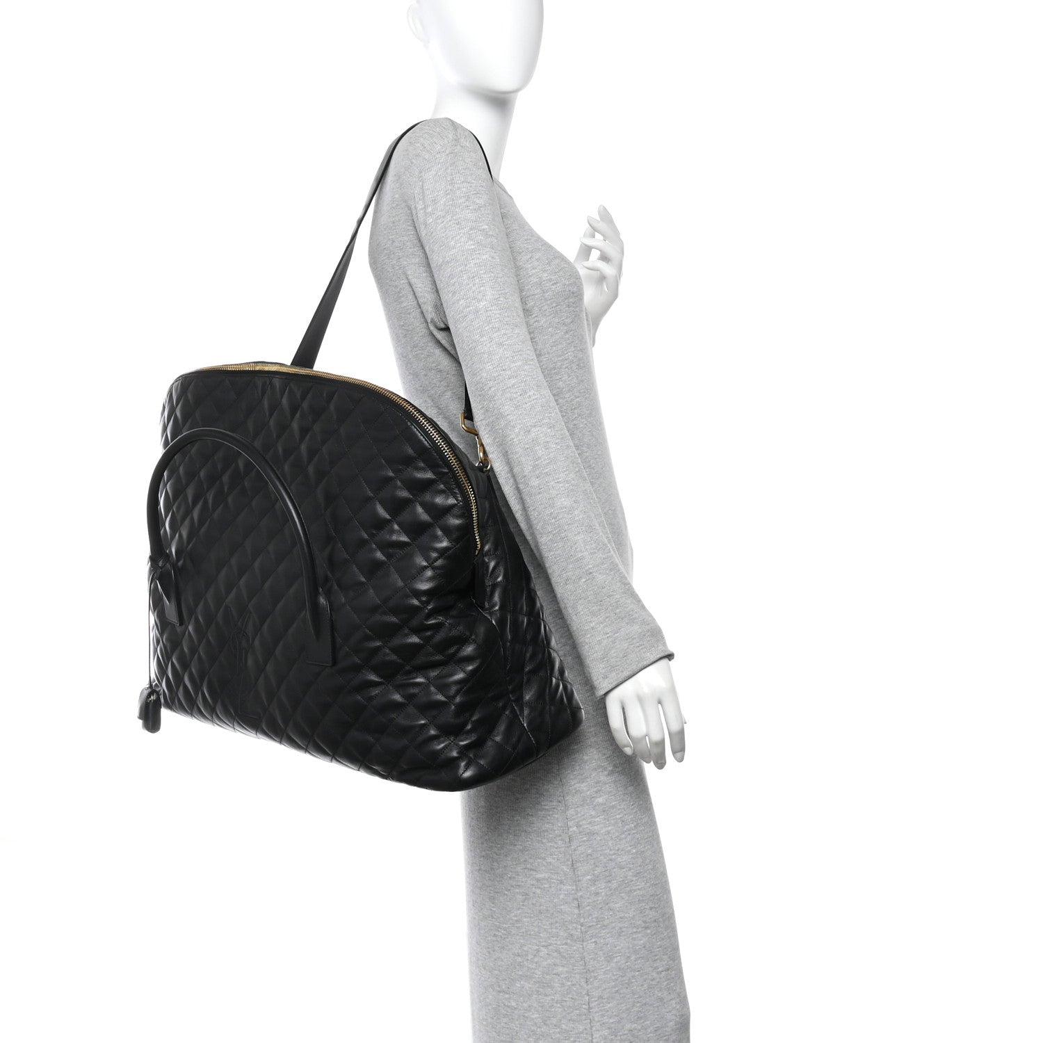 Saint Laurent Calfskin Quilted ES Giant Travel Bag Black 2 of 9