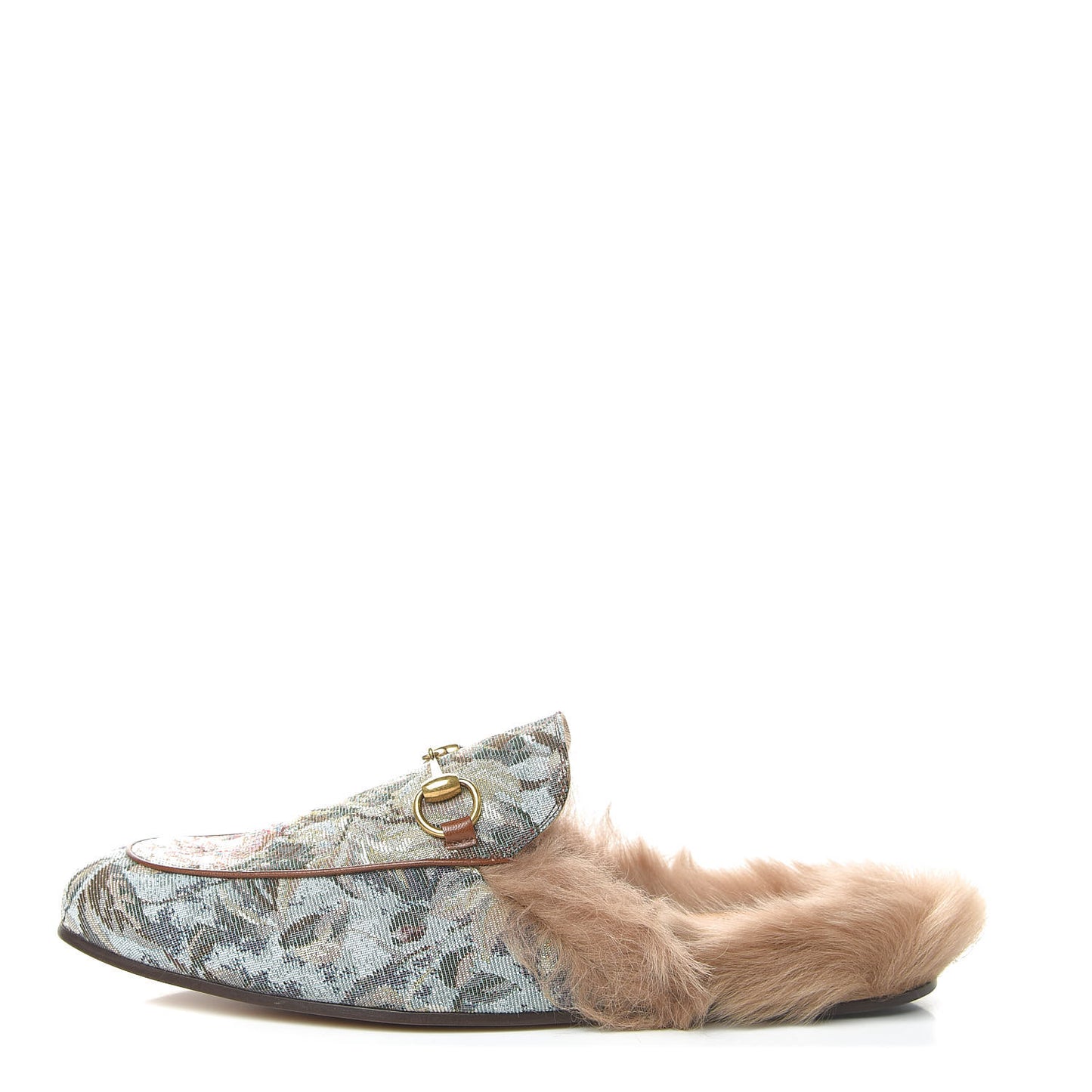 Jacquard Fur Floral Mens Princetown Slippers 10 Multicolor