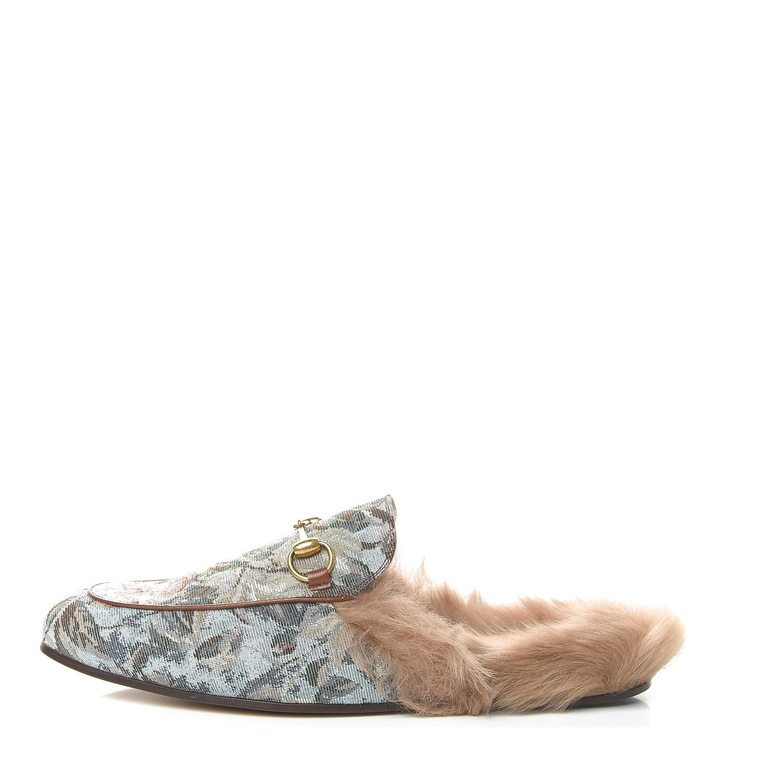 Gucci Jacquard Fur Floral Mens Princetown Slippers 10 Multicolor 1 of 8
