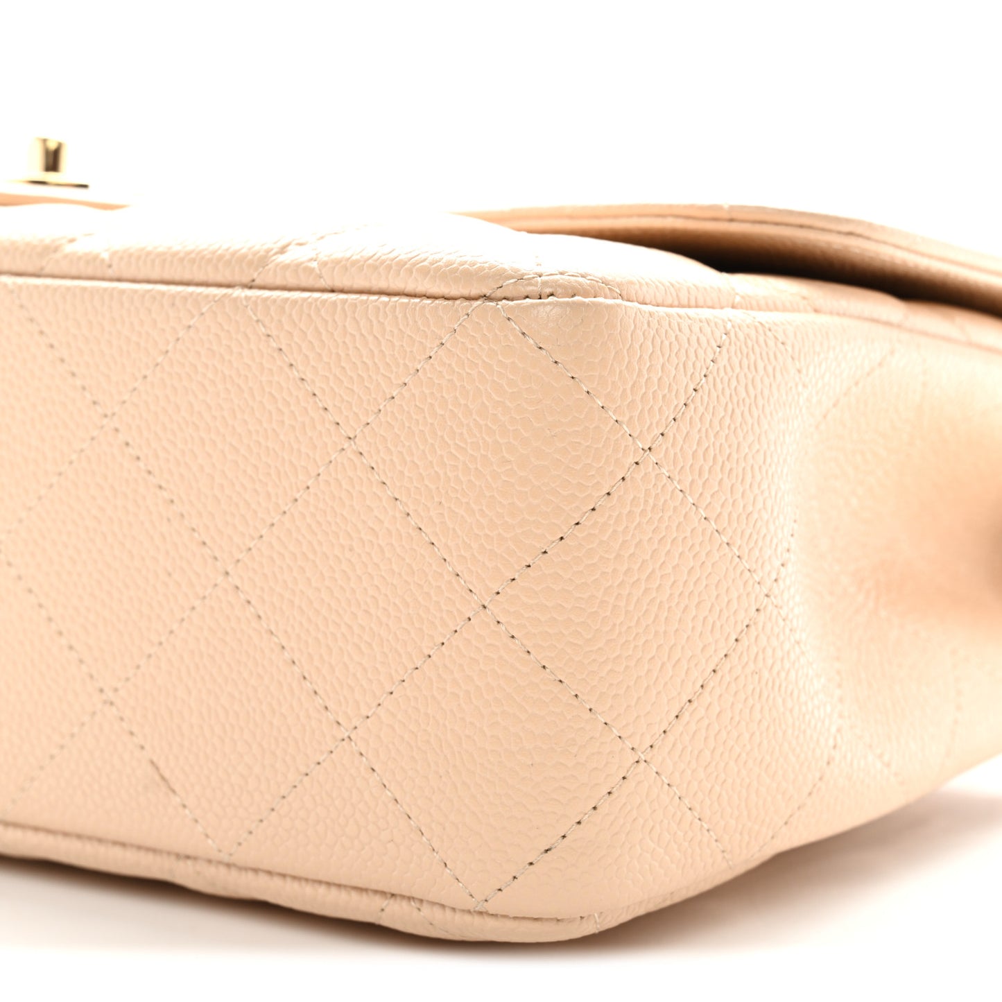 Caviar Quilted Jumbo Double Flap Light Beige