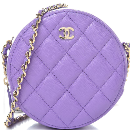 Chanel Caviar Quilted Round Clutch With Chain Purple 8 of 11