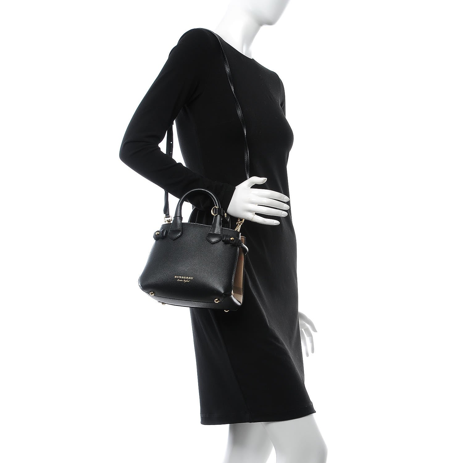 Burberry Derby Calfskin House Check Baby Banner Tote Black 2 of 9