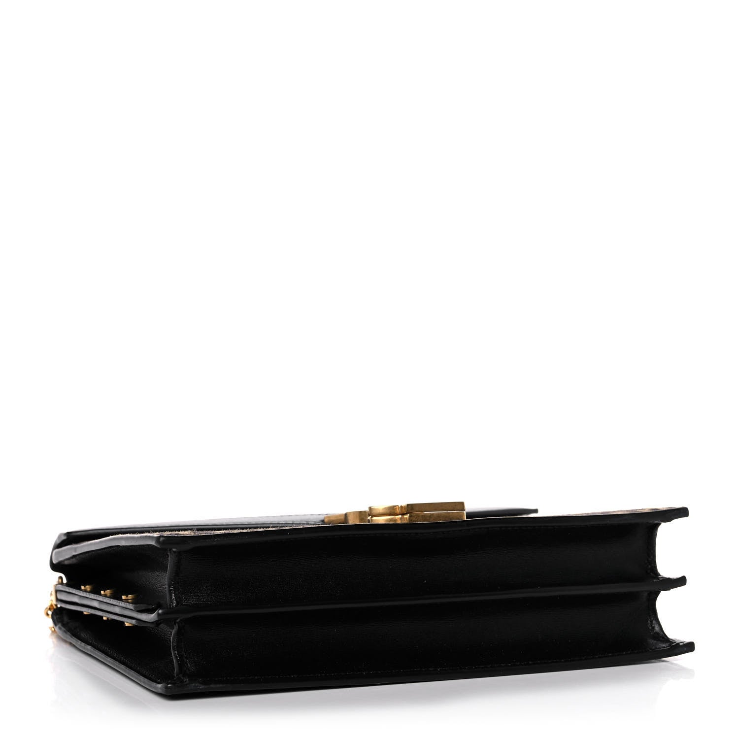 Saint Laurent Suede Leopard Print Monogram Cassandra Clasp Bag Black 3 of 9