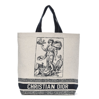 Christian Dior Canvas Print Cruise Tote Ivory Black 1 of 9