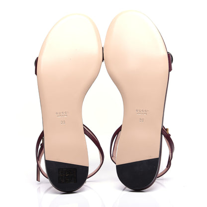 Gucci Lifford Calfskin GG Marmont Ankle Wrap Flat Sandals 39 Vintage Bordeaux 9 of 11