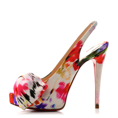 Christian Louboutin Satin Bouquet Vendome Sling 120 Pumps 38.5 Multicolor 1 of 8