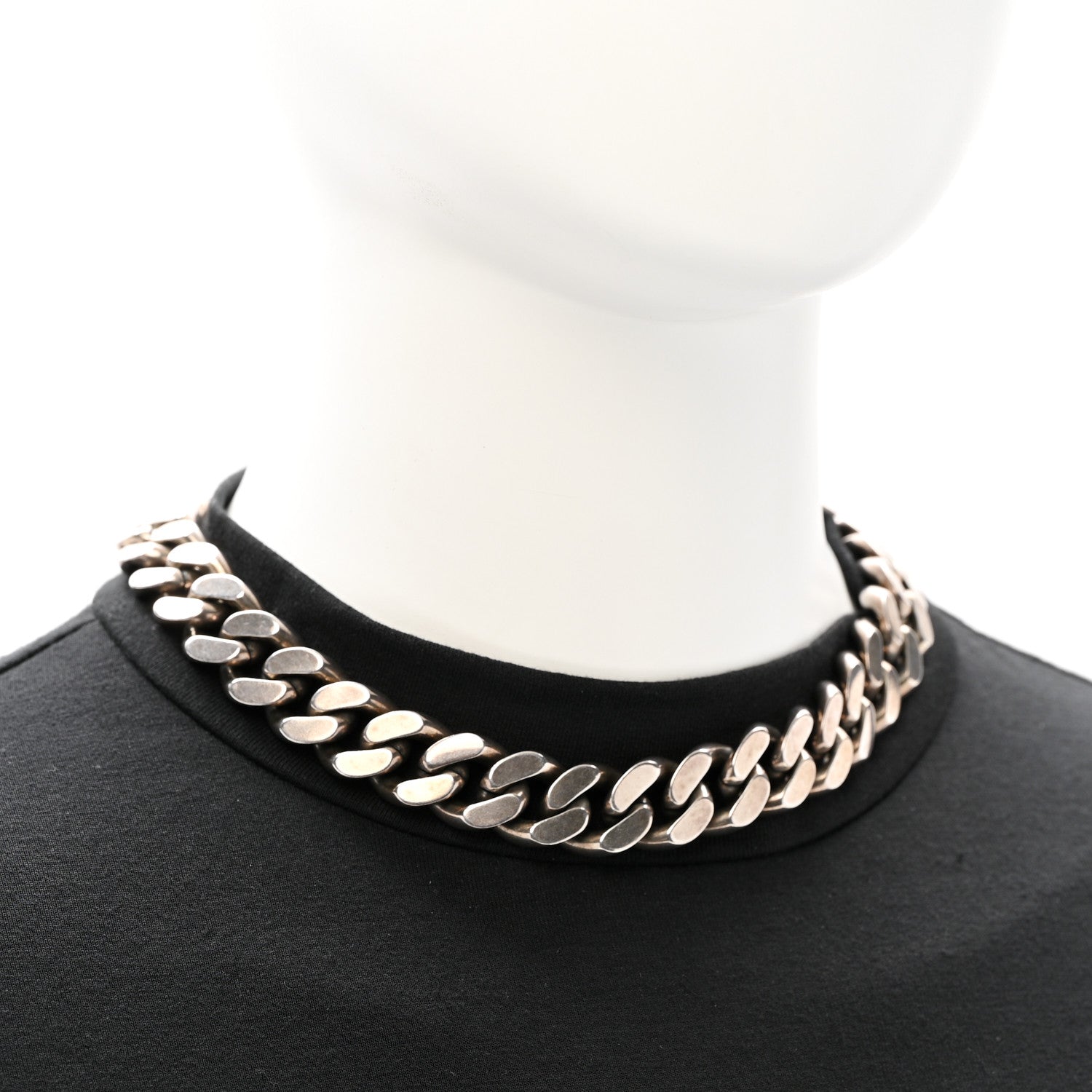 Saint Laurent Metal Curb Chain Necklace Oxidized Silver 2 of 5