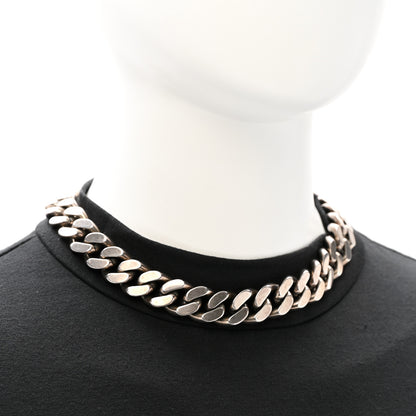 Saint Laurent Metal Curb Chain Necklace Oxidized Silver 2 of 5