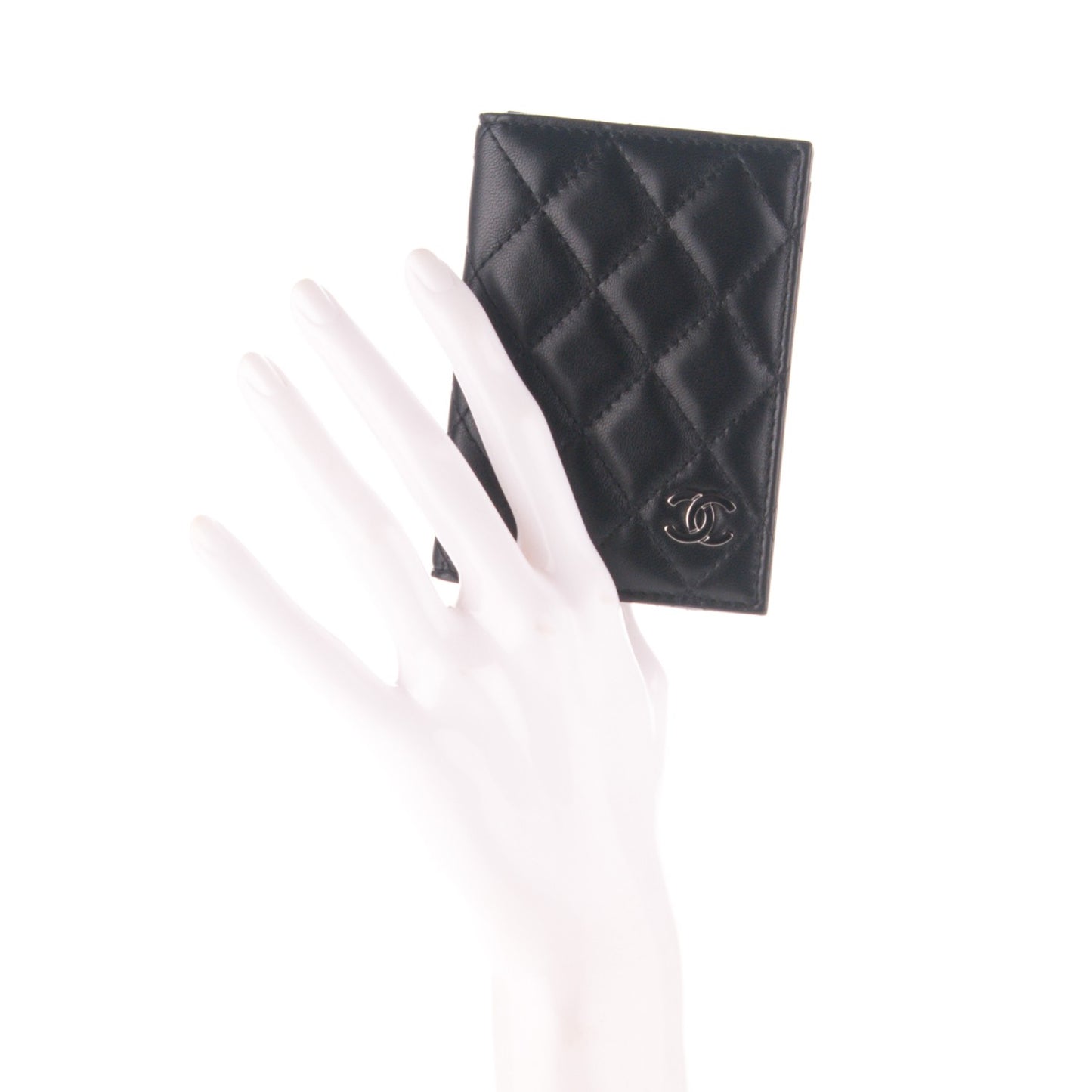 Lambskin Quilted CC Card Holder Wallet Black