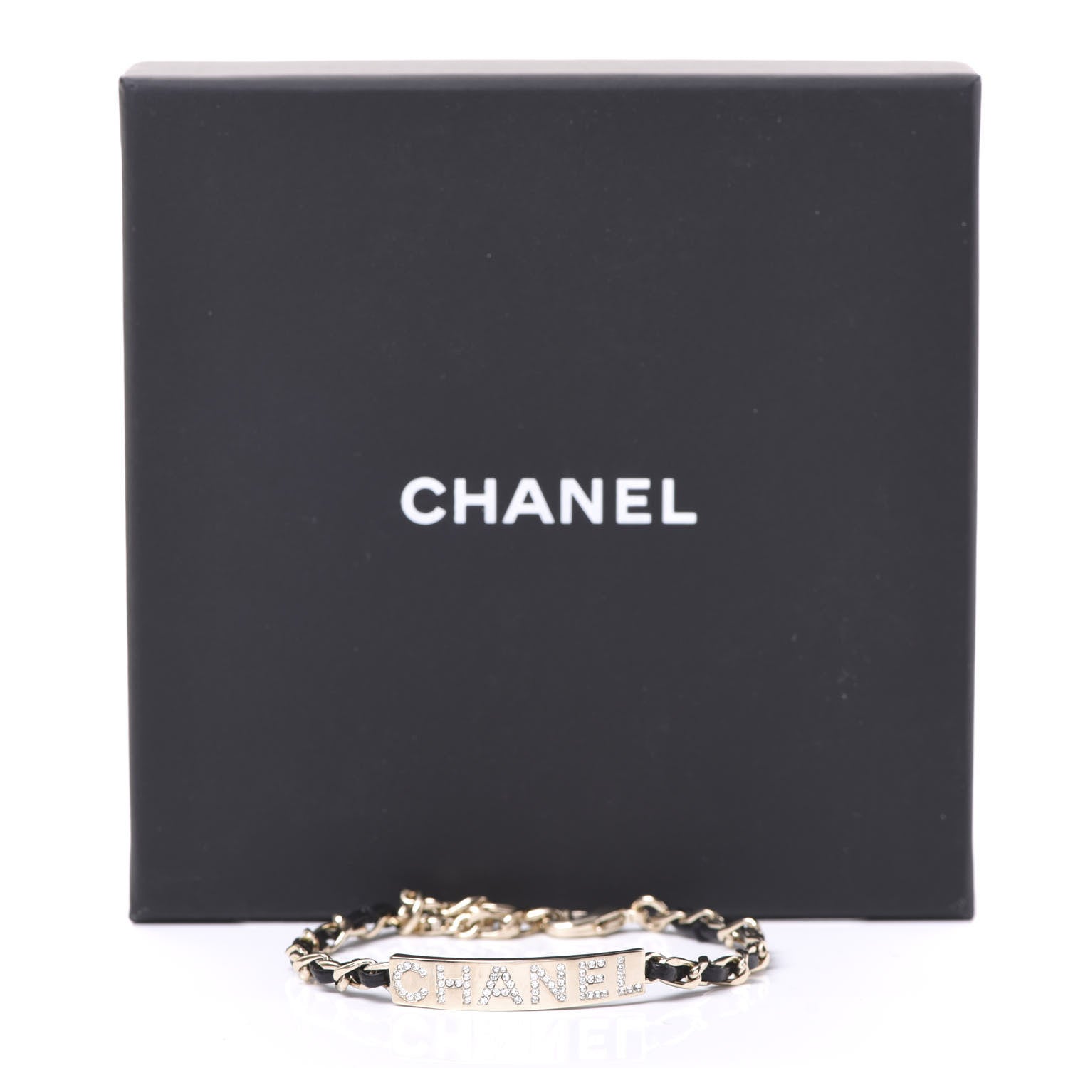 Chanel Metal Lambskin Crystal Sergeant Bracelet Gold 3 of 3