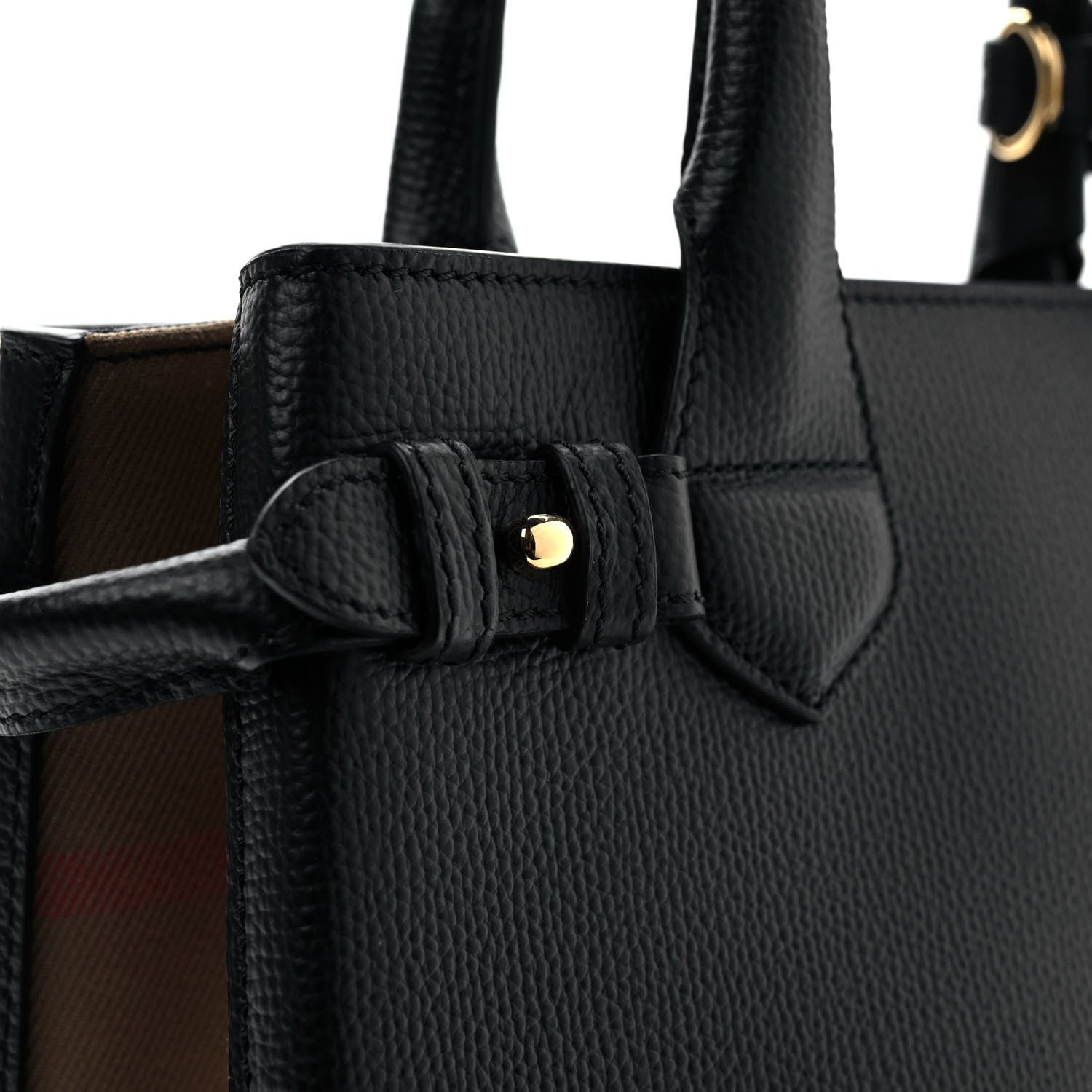 Burberry Grainy Calfskin House Check Small Banner Tote Black 11 of 11